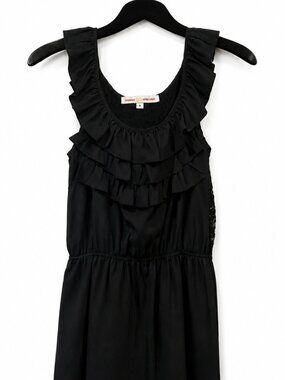 Amanda Uprichard Black Ruffle Front Full Lace Back Mini Dress Size S